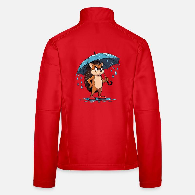 Hérisson de dessin animé avec parapluie Veste en tissu softshell Femme