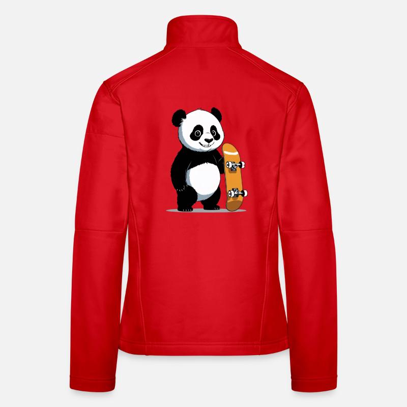 Illustration de panda en skateboard Veste en tissu softshell Femme
