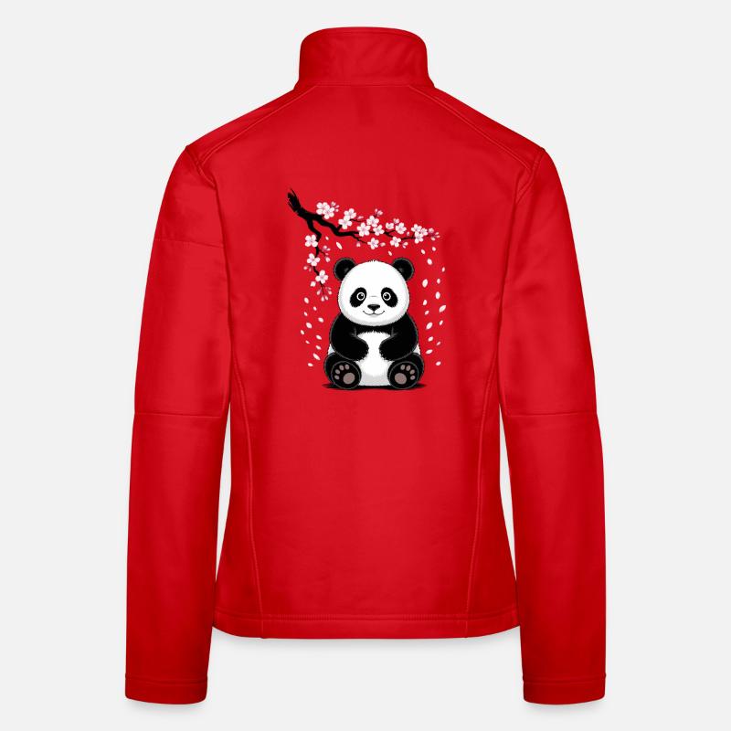 Panda, Panda Bear, Japanese, Cherry Blossoms Women's Softshell Jacket
