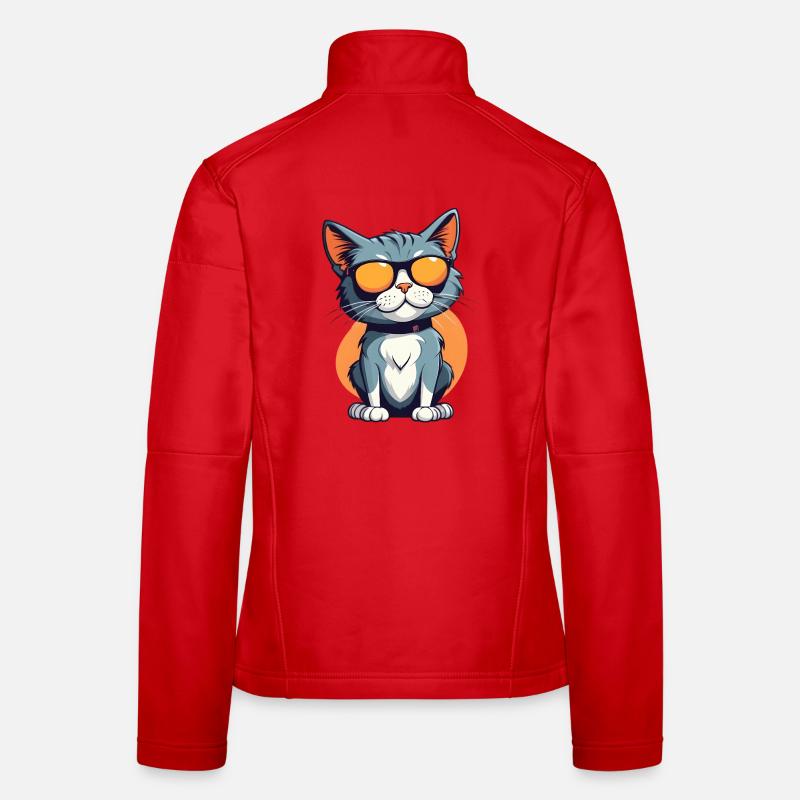 Illustration de chat décontractée avec des lunettes de soleil Veste en tissu softshell Femme