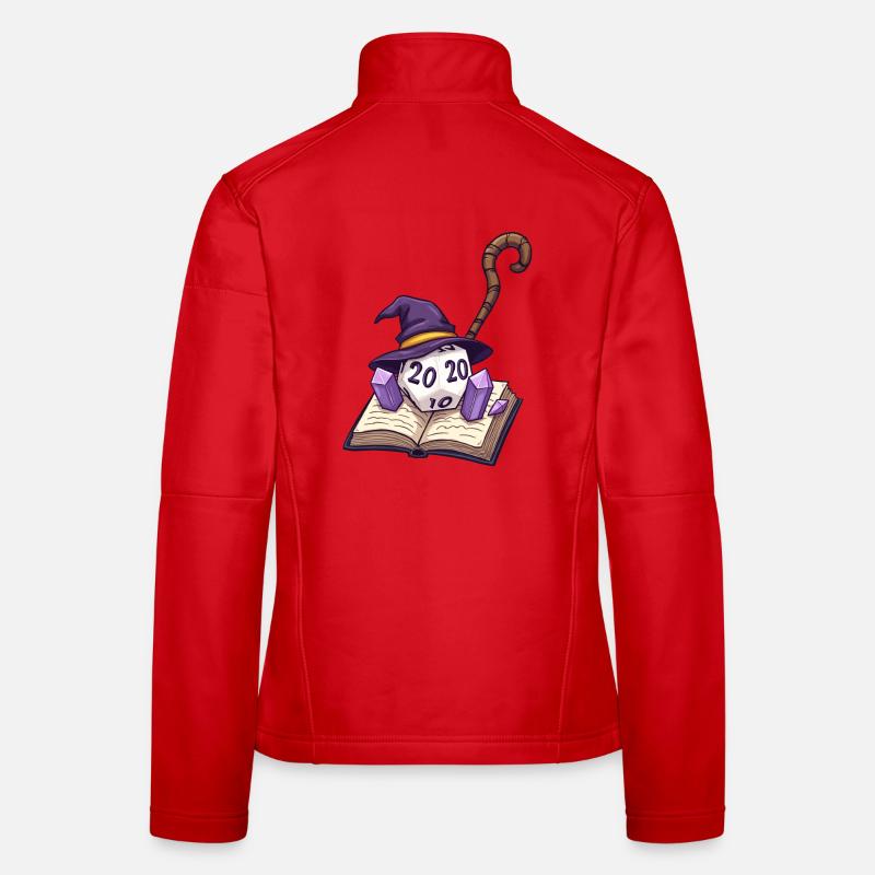 D20 with Magic Hat on Magic Book – Fantasy Women's Softshell Jacket
