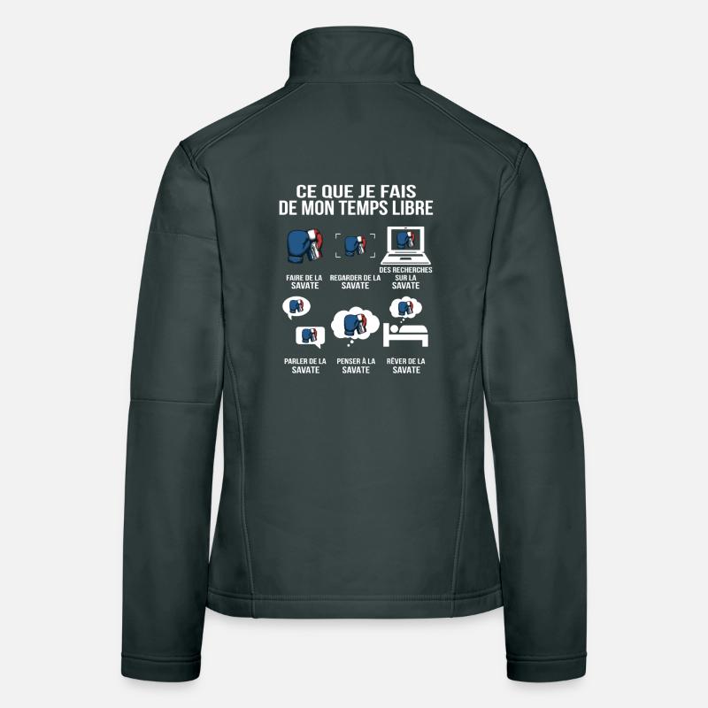 Ce que je fais de mon temps libre Boxe française Veste en tissu softshell Femme