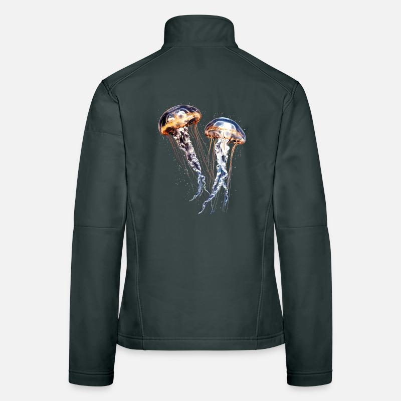 Méduse Méduse de feu Méduse Méduse mignonne Veste en tissu softshell Femme