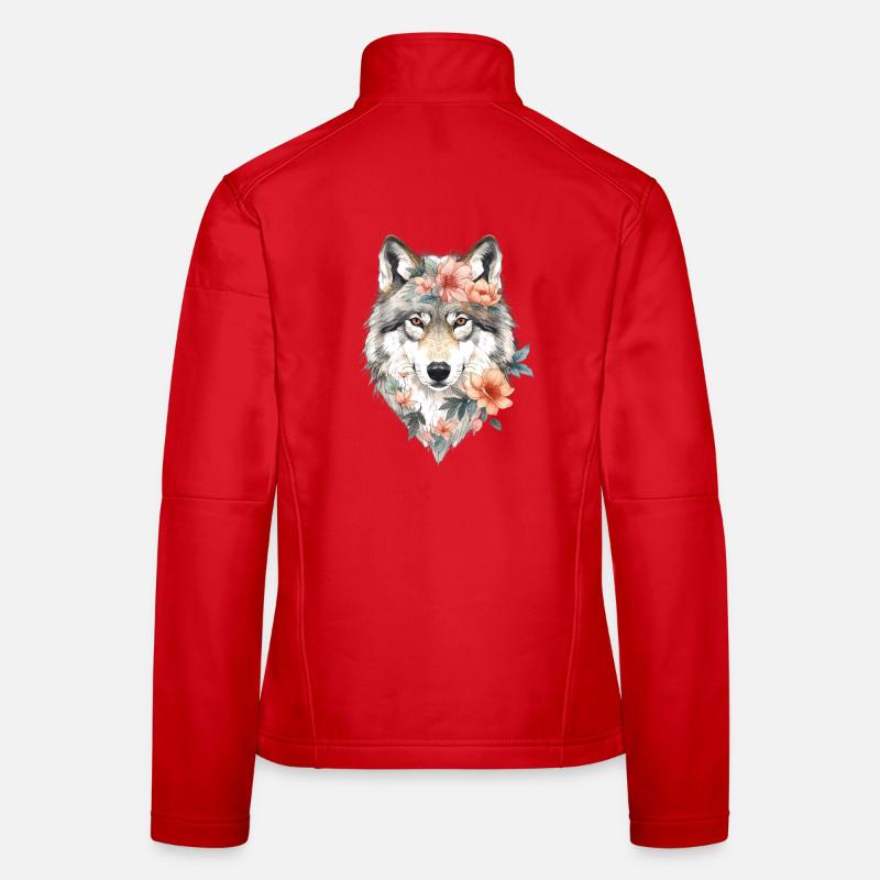 Flower Wolf Portrait Women's Softshell Jacket