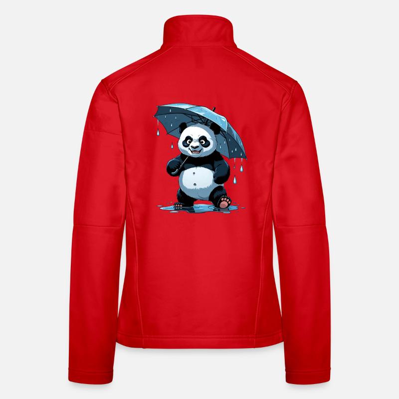 Panda Unter Regenschirm Frauen Softshelljacke