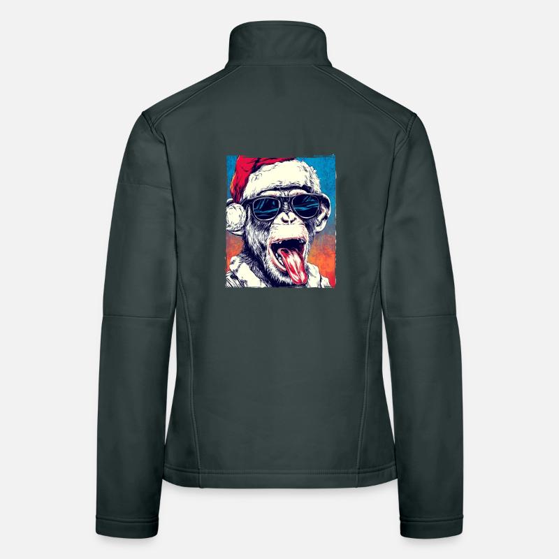 Monkey Christmas Hat Women's Softshell Jacket