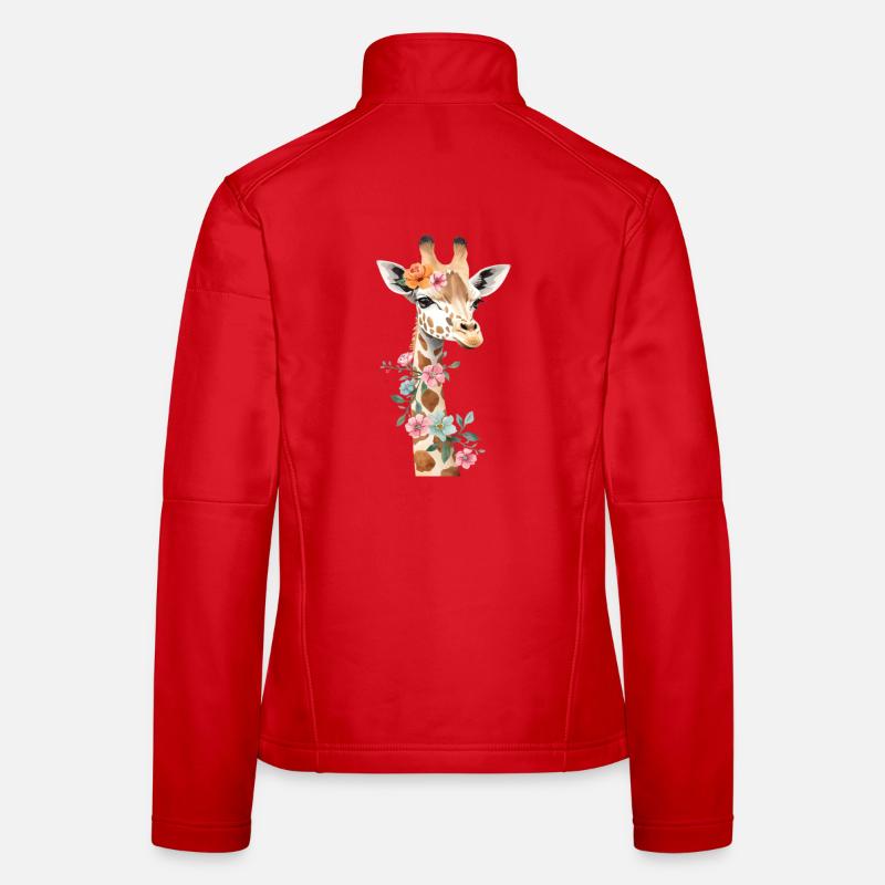 Giraffe mit Blumenkrone Frauen Softshelljacke