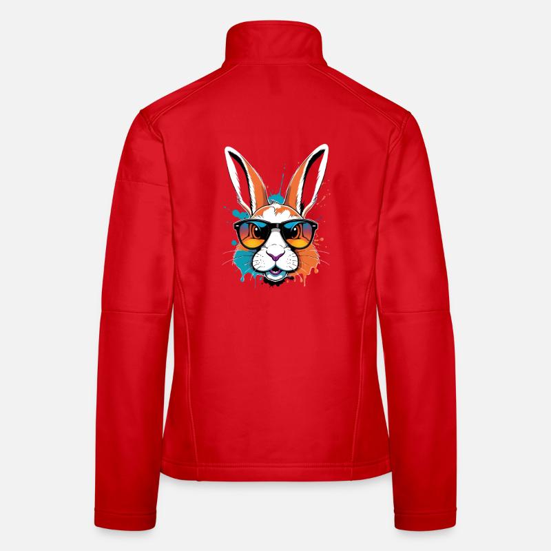 Bunter Draufgänger Hase mit Sonnenbrille - Frauen Softshelljacke - Rot