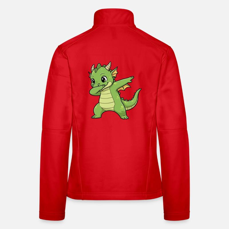 Funny Dragon Dab Cartoon Design Women's Softshell Jacket
