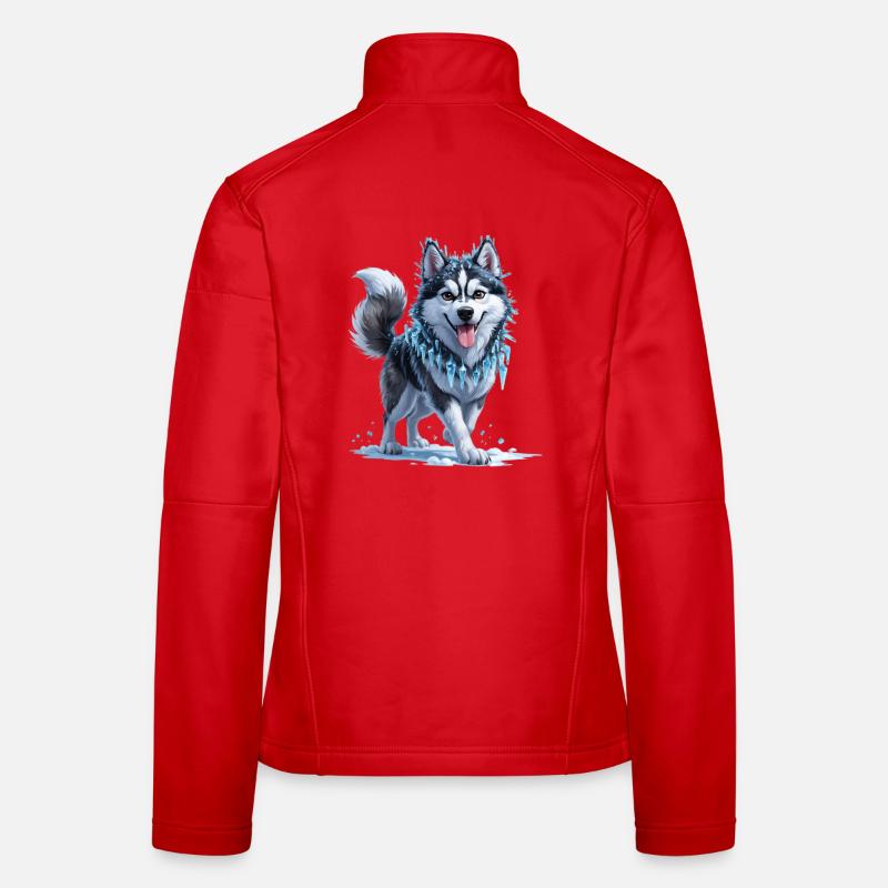 Eis Husky mit Eiskristallkette Frauen Softshelljacke