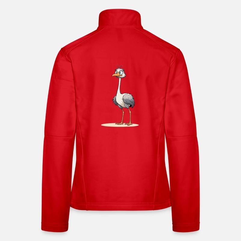 Neugieriger Straussvogel mit Blitzblick Frauen Softshelljacke