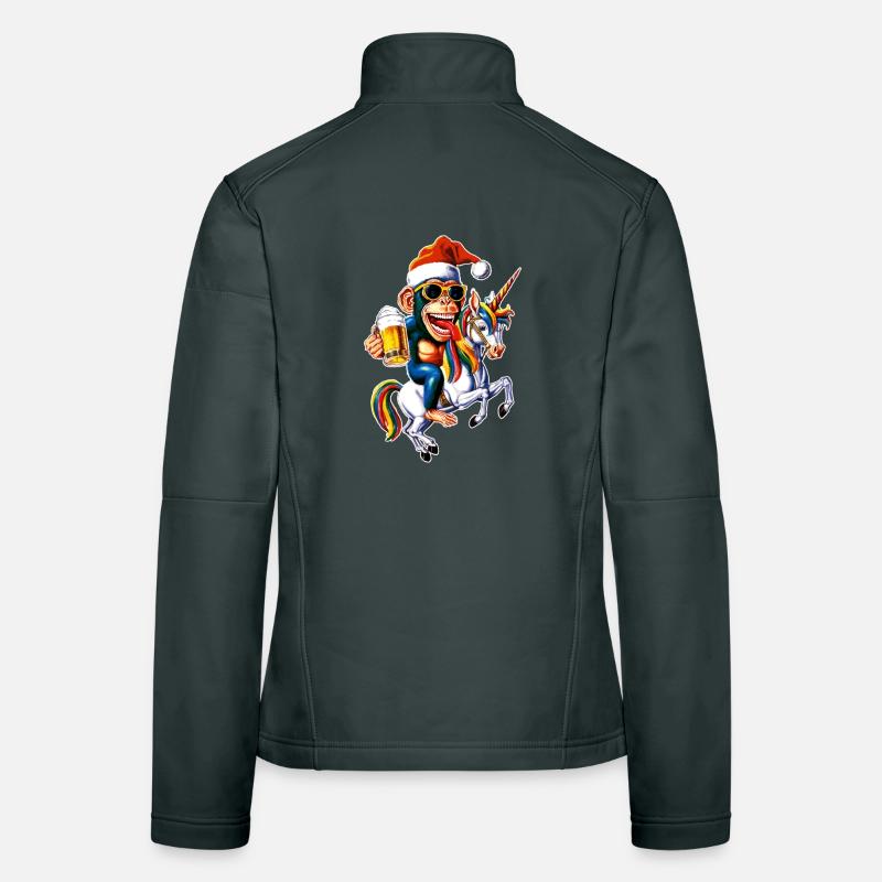 Singe Noël Licorne Veste en tissu softshell Femme