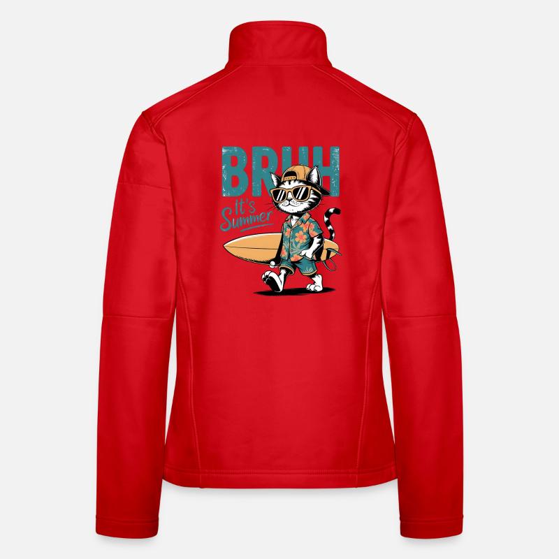 Surfer Katze mit Surfbrett Frauen Softshelljacke