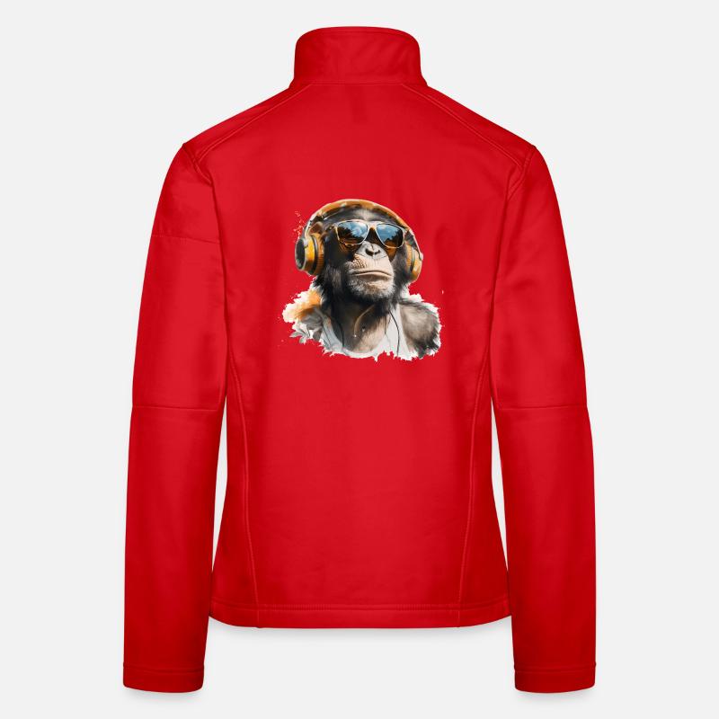 Affe mit Kopfhörern und Sonnenbrille - Frauen Softshelljacke - Rot