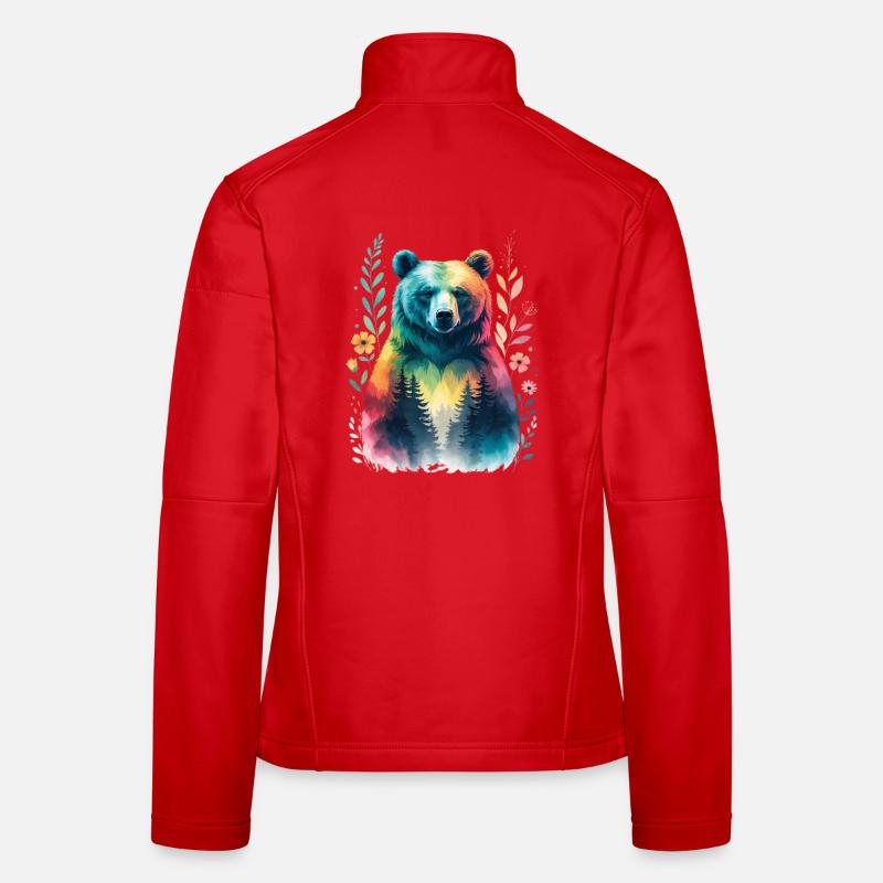 Regenbogenbär im Wald Frauen Softshelljacke