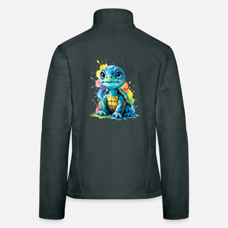 Colorful turtle with paint splashes Women's Softshell Jacket