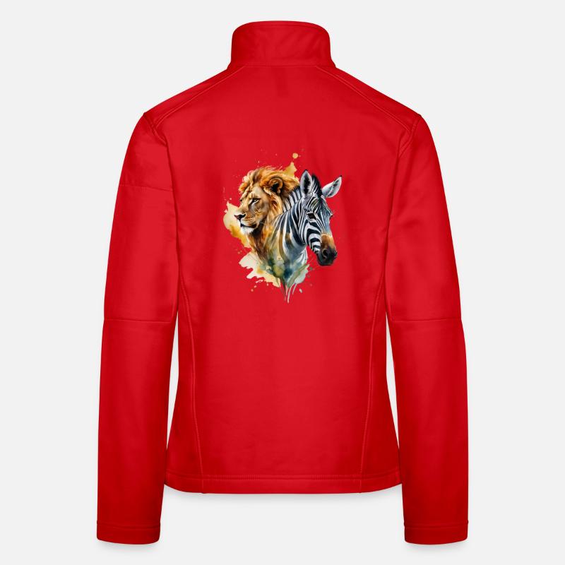Wasserfarben Löwe Zebra Patchwork - Frauen Softshelljacke - Rot