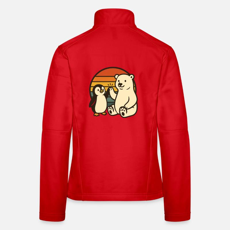 Eisbär und Pinguin - Frauen Softshelljacke - Rot