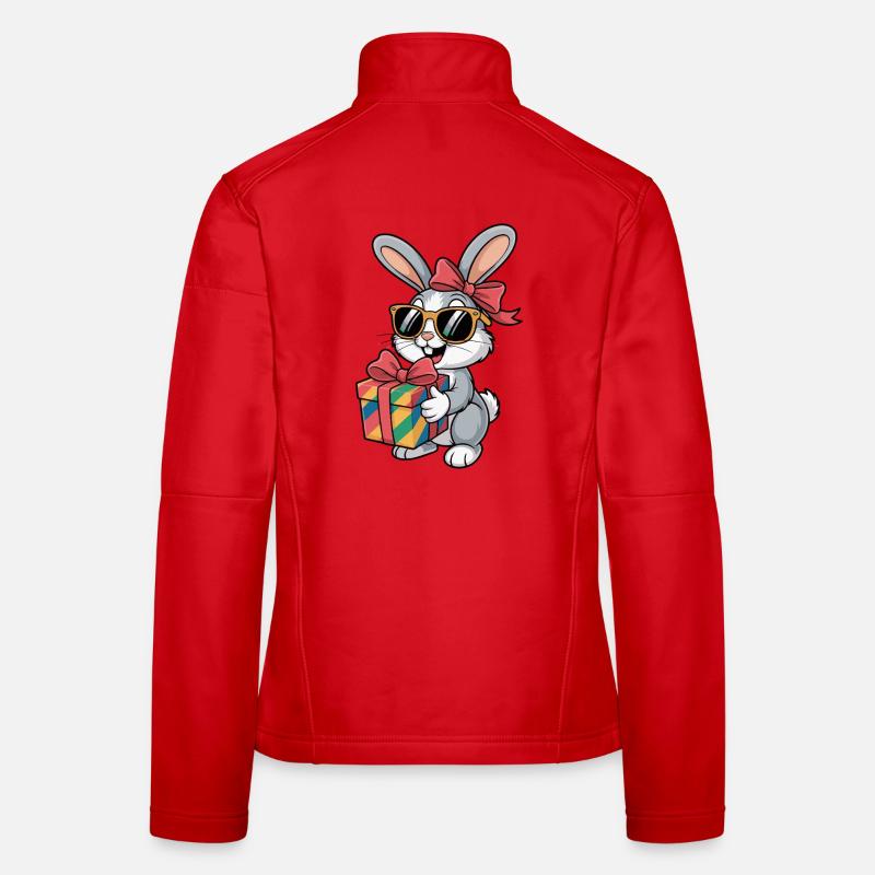 Happy bunny with gift Women's Softshell Jacket