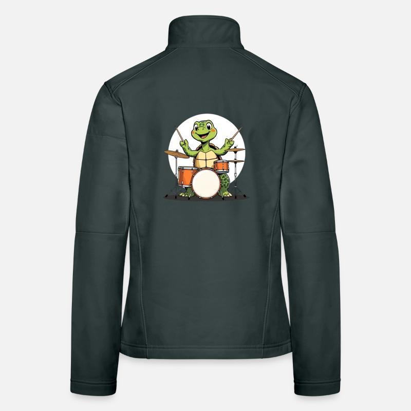 Turtle on the drum set Women's Softshell Jacket
