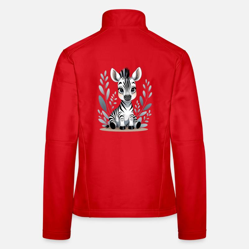 Bébé Zèbre dans un cadre de feuille Veste en tissu softshell Femme