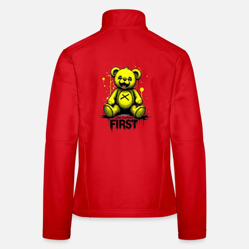 Love Yourself First Teddy Bear Graffiti Women's Softshell Jacket