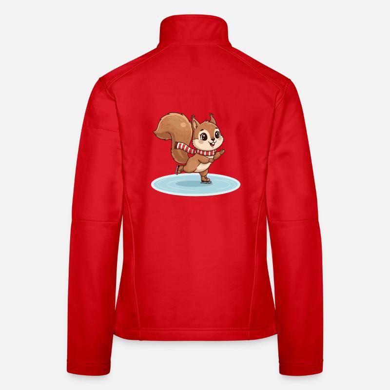 Squirrel on runners with scarf Women's Softshell Jacket