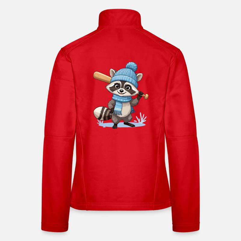 Winterlicher Waschbär mit Baseballschläger Frauen Softshelljacke