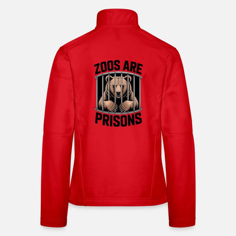 Bär hinter Gittern Motiv Frauen Softshelljacke