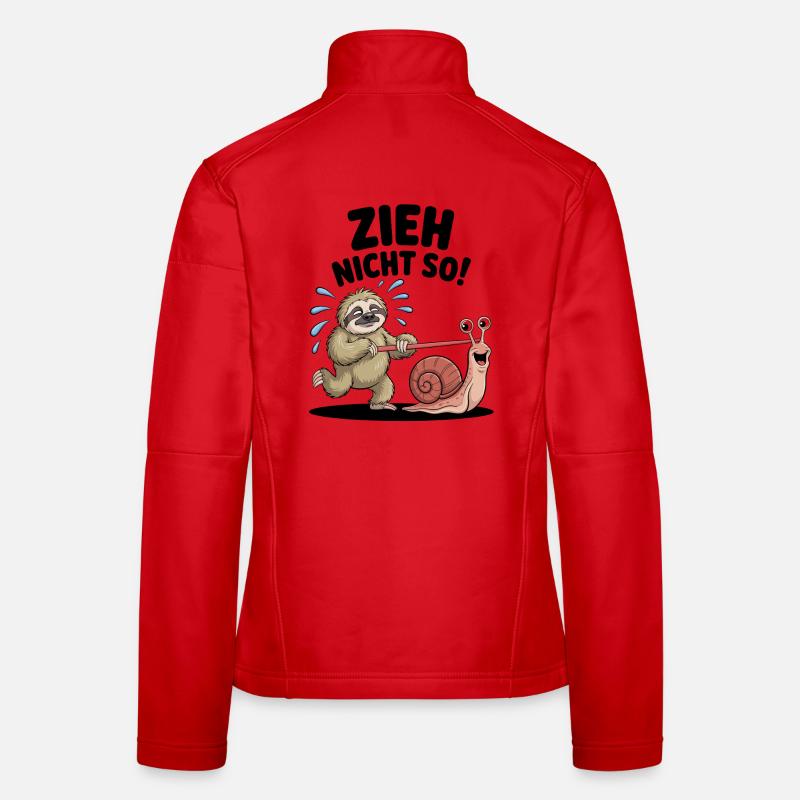 Sloth pulling snail, funny cartoon Women's Softshell Jacket
