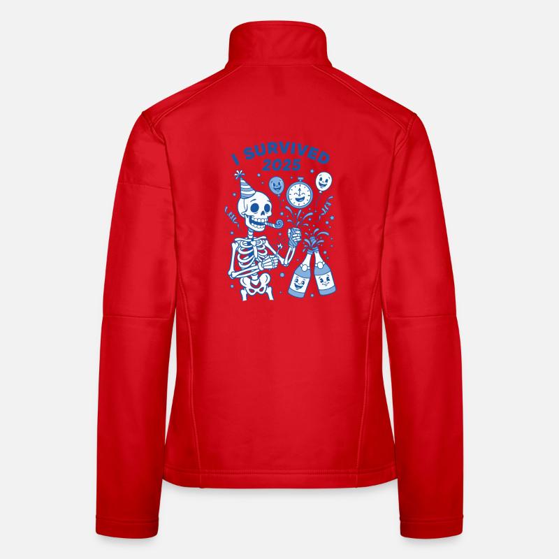 I Survived 2025 Skeleton Celebration Fun Women's Softshell Jacket