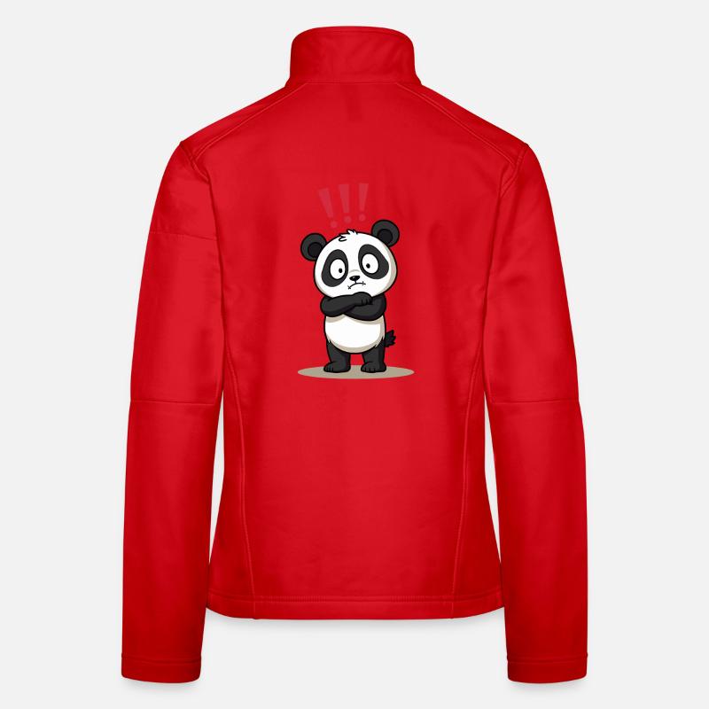 Skeptical Panda with Exclamation Point Humor Women's Softshell Jacket
