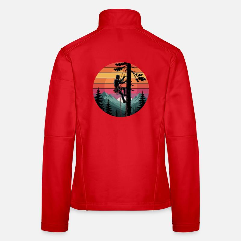Kletterer im Abendrot Waldlandschaft Frauen Softshelljacke
