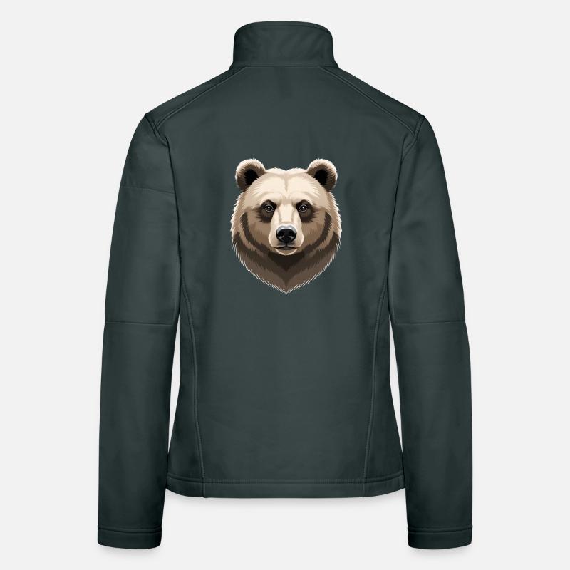 Illustration de tête d’ours de la forêt Veste en tissu softshell Femme