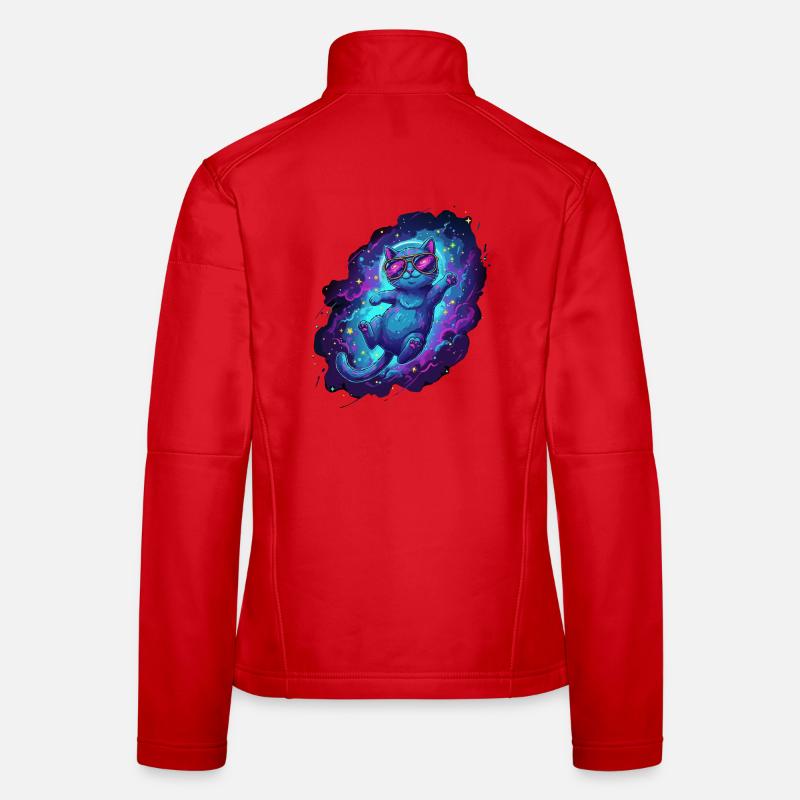 Chat de l’espace cool avec des lunettes de soleil dans l’espace Veste en tissu softshell Femme