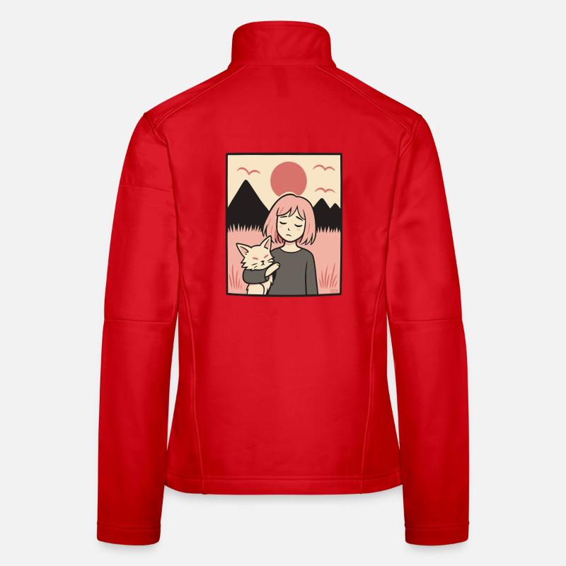 Mädchen mit Katze Team Frauen Softshelljacke