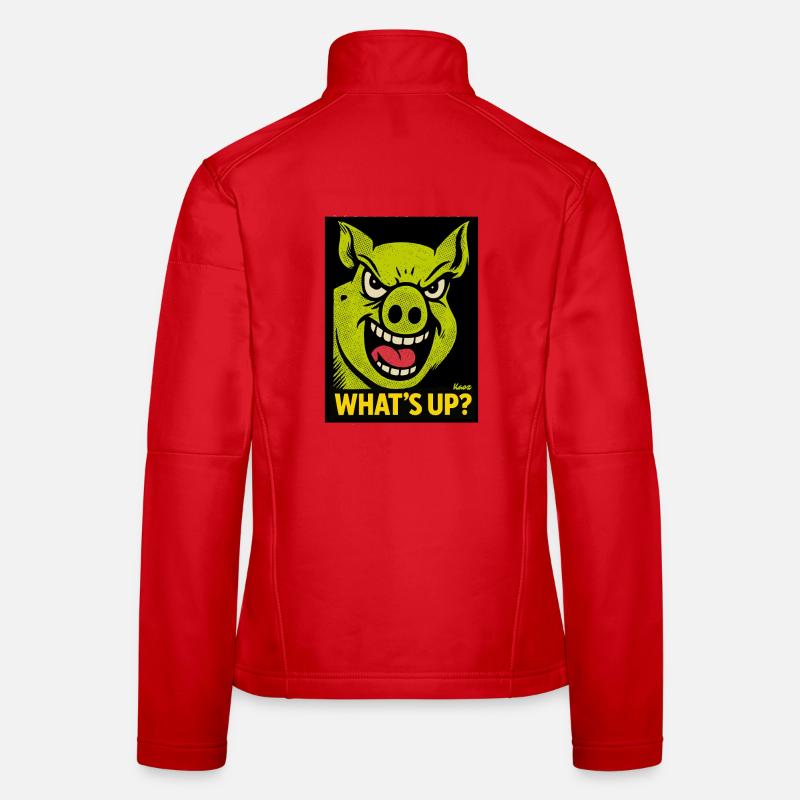Grinning pig with What's going on? Women's Softshell Jacket