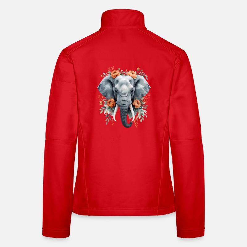 Elefant mit Blumenkranz Frauen Softshelljacke