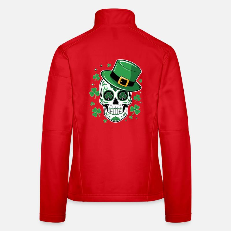 Green skull with St Patrick hat Women's Softshell Jacket