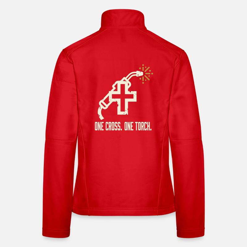 ONE CROSS. ONE TORCH. Schweißer Motiv Frauen Softshelljacke