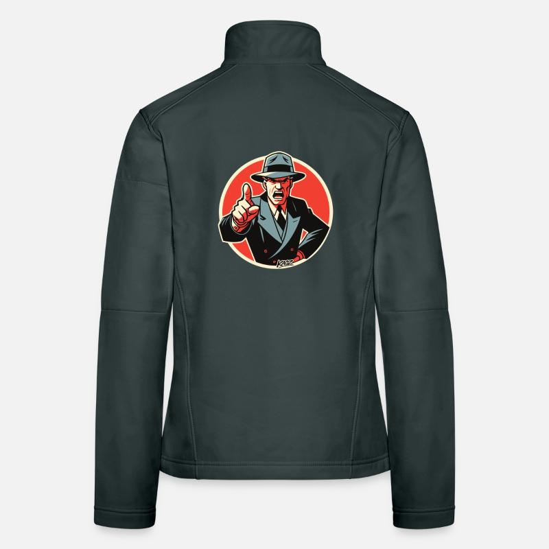 Retro Noir Mobster dapper dude Pointing Women's Softshell Jacket