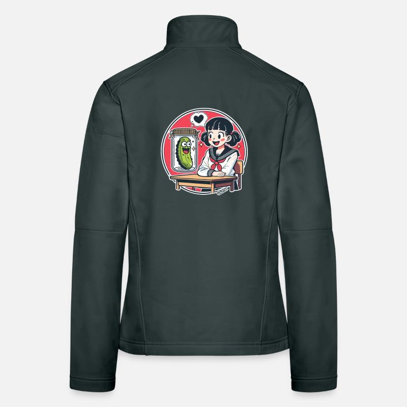 Cornichon Kawaii dans un bocal et écolière à l’école Veste en tissu softshell Femme