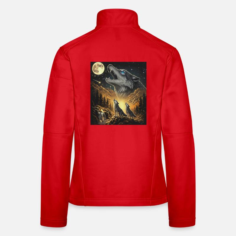 Moonlit Night Wolf Pack in Starlight Women's Softshell Jacket
