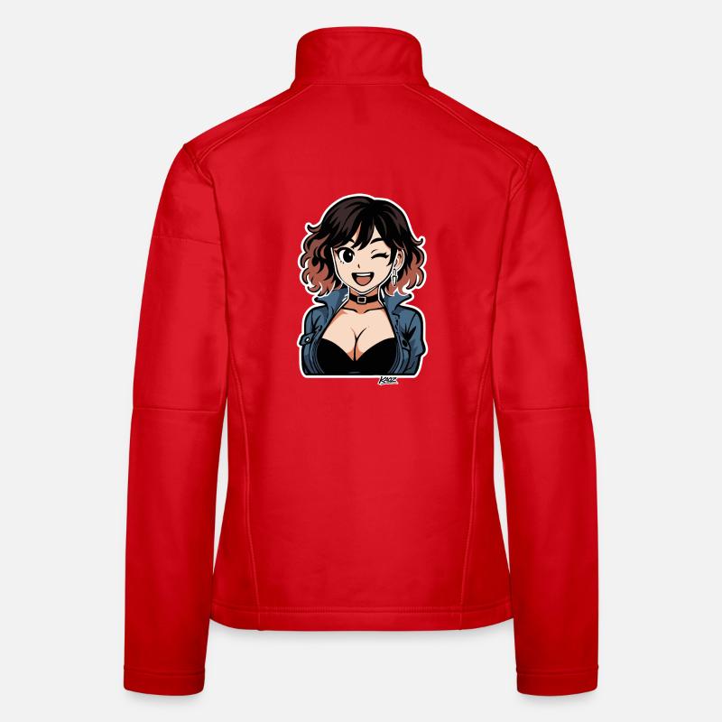 Edgy Anime Denim Diva Frauen Softshelljacke