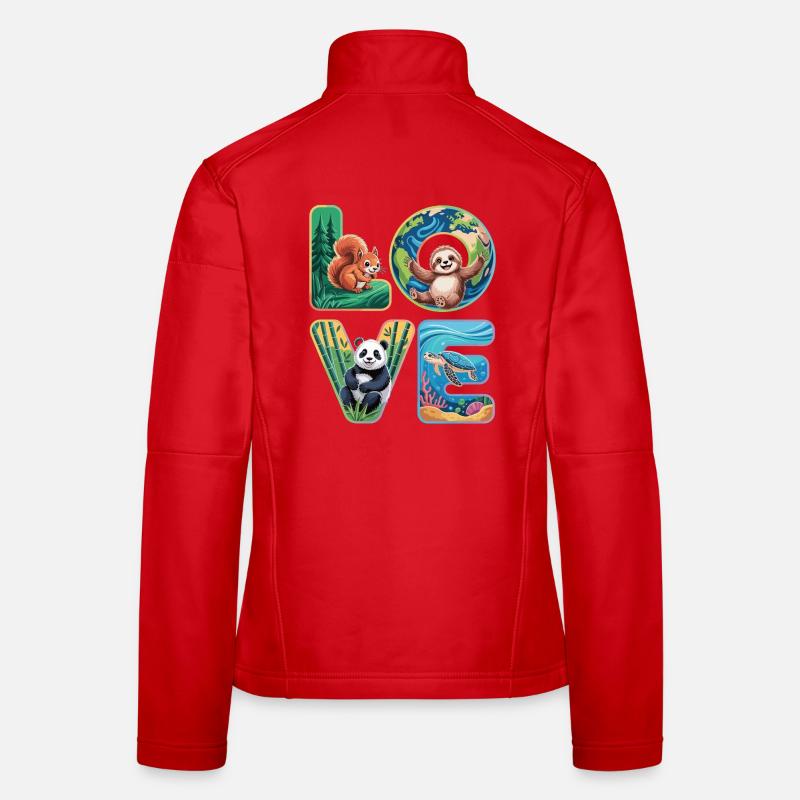T-Shirt Panda Sloth Turtle Squirrel Women's Softshell Jacket