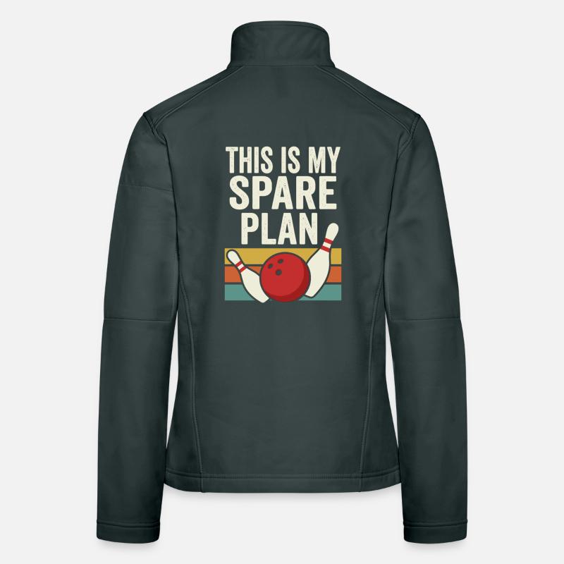 This Is My Spare Plan Bowling Retro Design Women's Softshell Jacket
