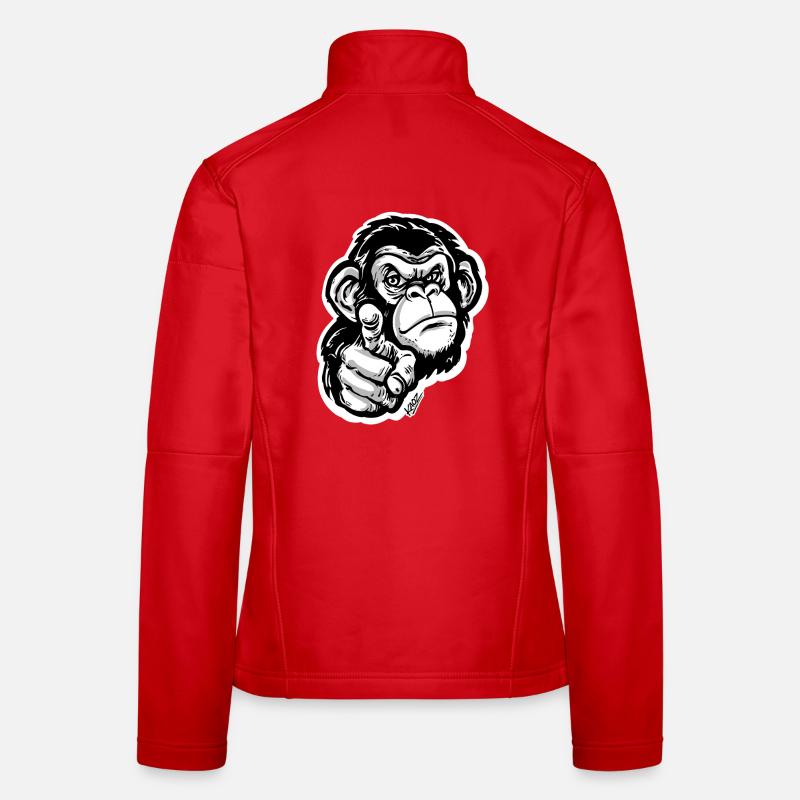 Monochrome Monkey Pointing Women's Softshell Jacket