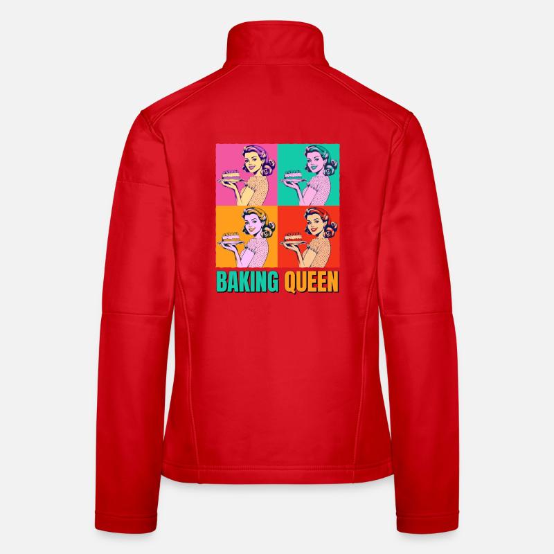 Backen Torte Backkönigin Backfee Bäckerin Pop Art Frauen Softshelljacke