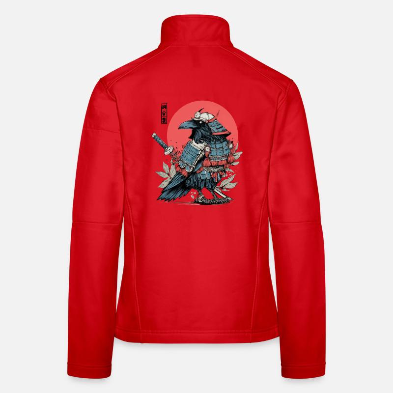 Armure de corbeau samouraï cramoisi Veste en tissu softshell Femme
