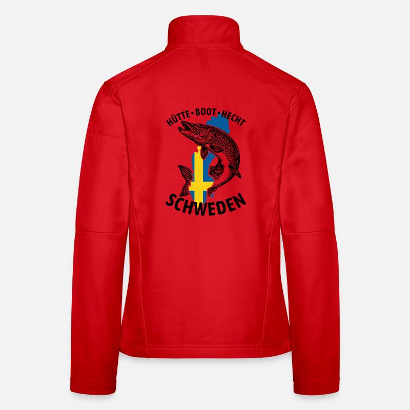 Hütte, Boot, Hecht - Schweden | Angler Geschenk Frauen Softshelljacke